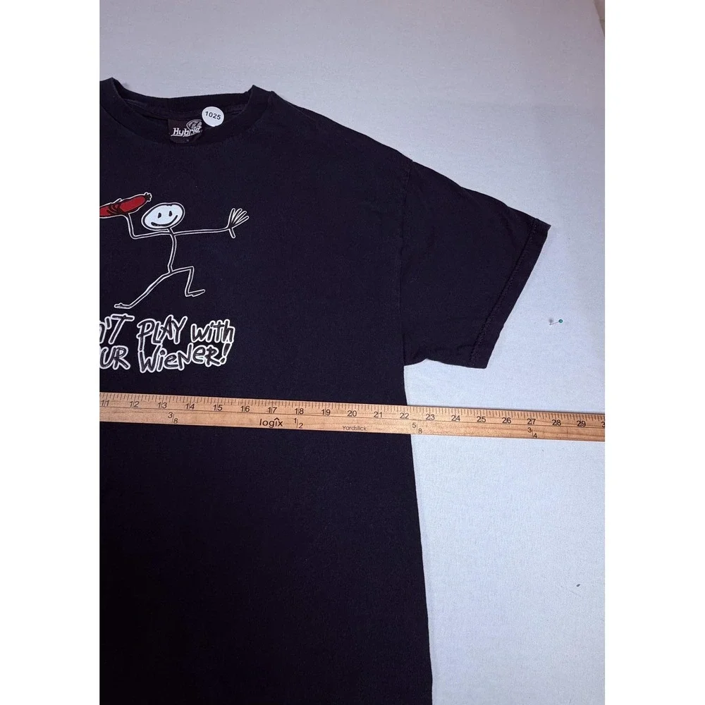 Hybrid Tees Shirt Mens Large Blue Don't Play With Your Wiener Funny Graphic Tee - Picture 7 of 8